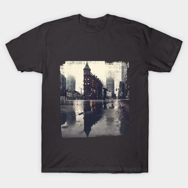 Toronto Flatiron Reflections Grunge Texture Style T-Shirt by Aziz